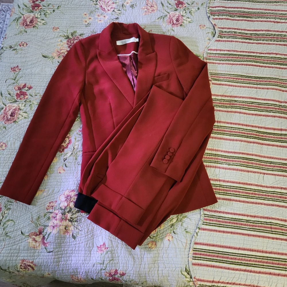 Contemporaine Elegant Red Women's Blazer With Trousers